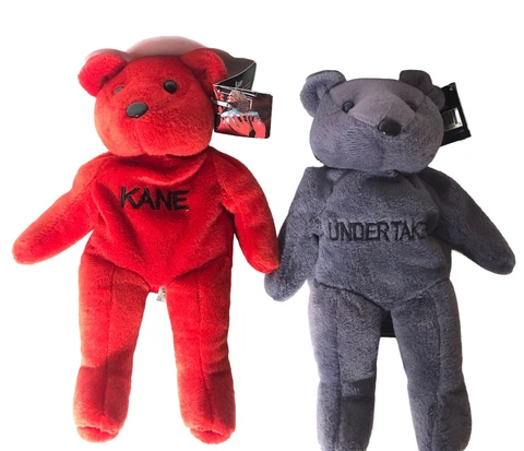 Vintage WWE/WWF Attitude Bears Set Of 2 Undertaker & Kane Bean Bag Plush NWT Cover
