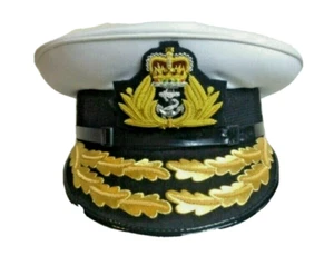1953 British Royal Navy Admiral Flag Rank Officers Peaked Cap Hat Queens Crown - Picture 1 of 8