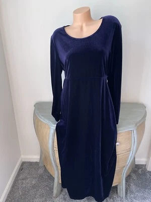 Ultra Violet Blue Velvet Dress Long Sleeve Basic Solid Pullover Stretch 12/14 - Image 1 of 4