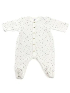 Petit Bateau girl kids baby newborn jumpsuit white star 3 month 34095 - Picture 1 of 2