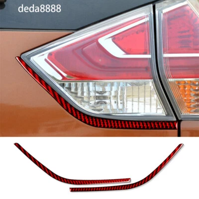 2×Red Carbon Fiber Rear Tail Lamp Eyebrow Panel Cover for Nissan X-Trail 2013-21 Foto 1 de 4