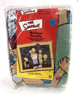 Nuclear Family Simpsons Woven Tapestry Throw Blanket 50 x 60 New Sealed 2002 - Picture 1 of 2