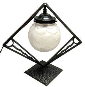 Lampada Art Deco Ferro Battuto Globe Firmato " Sonover " - Picture 1 of 8