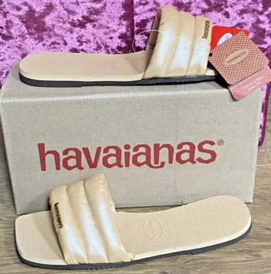 Havaianas You Milan Metallic Gold Cushioned Sliders UK6 EUR41/42 BNIB RRP£48 - Image 1 of 4