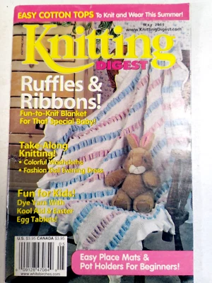 Knit Blanket Doll Dress Knitting Digest Booklet Magazine Patterns Y2K May 2000 - Image 1 of 4