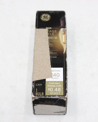 GE Vintage Style Clear Amber Glass CAM LED 60W Standard Medium Base NEW - Image 1 of 4