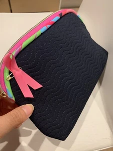 EL Estee Lauder Black Cosmetic Makeup bag With Pink Palm Beach Tag And Ribbon - Picture 1 of 6
