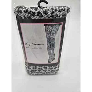 New Ladies Woven Leopard Print Tights ONE SIZE - Picture 1 of 2