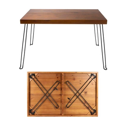 Mesa de comedor plegable de madera para 4 - con patas de horquilla plegables - puerto de 4 pies... Foto 1 de 4