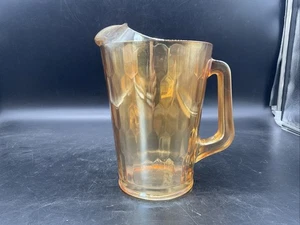 Vtg Iridescent Marigold Jeannette Glass Hexagon Honeycomb Pitcher 8 3/4” T - Picture 1 of 6