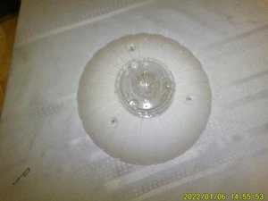 Plafoniera vetro da appendere vintage paralume bianco lati tripli trasparente centro - Foto 1 di 5