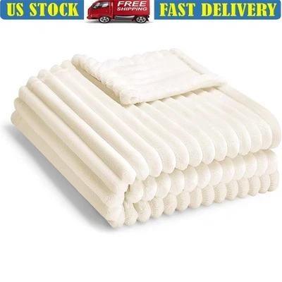 Manta de bebé ultra suave a rayas acogedora polar infantil envoltura viaje guardería cubierta Foto 1 de 4