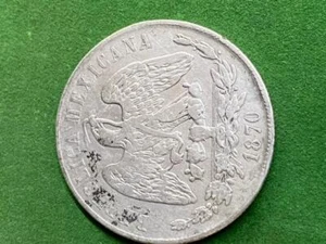 1870 Zs H ZACATECAS MEXIC0 SILVER COIN 1 PESO SCALES - Picture 1 of 2