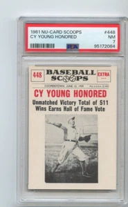 1961 Nu Card Scoops Cy Young Honored Cleveland #448 🚀😳💥 PSA Graded 7 - Picture 1 of 2
