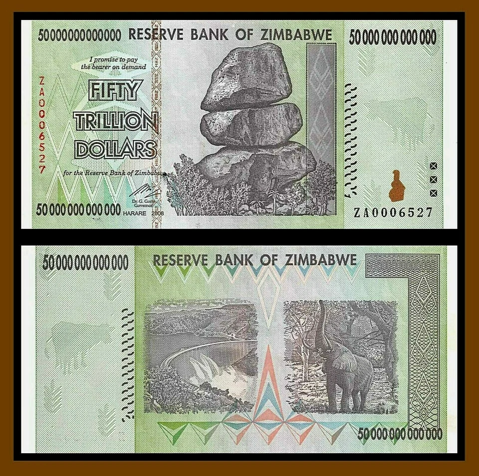 Zimbabwe 50 Trillion Dollars, 2008 P-90 Replacement (ZA) Banknote Used (Cir) COA - Image 1 of 1