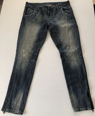 Pantalones de mezclilla para mujer WE THE PEOPLE azules lavados desteñidos con cremallera al tobillo talla 14 Foto 1 de 4