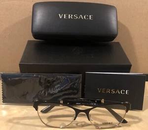 NEW VERSACE MOD. 1233-Q 1366 BLACK GOLD AUTHENTIC EYEGLASSES 53-17 - Picture 1 of 8