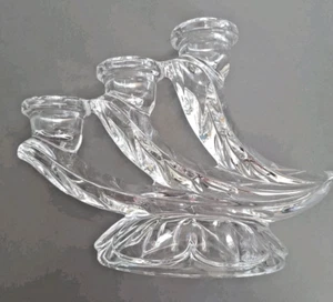 Vintage Lead Crystal Glass 3 Arm Table Candelabra, Fostoria Of West Germany - Picture 1 of 10