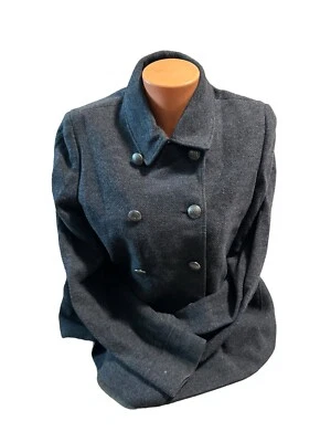 Abrigo Brooks Brothers 346 Doble Pecho Guisante Mujer 10 Gris Lana Abotonada Foto 1 de 4