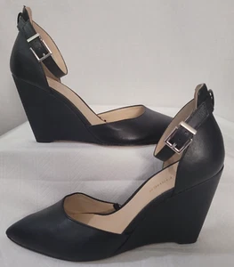 Marc Fisher Womens Black Leather 3 1/2" Wedge Heel Shoes Size 7M - Picture 1 of 4