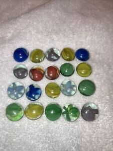 Vintage Flat Cats Eye Flat Marbles Lot Of 20 Various Colors