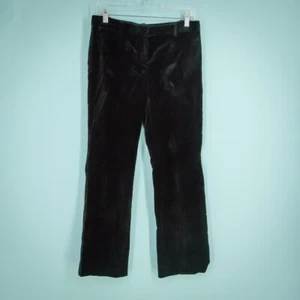 Theory Size 8 Black Velvet Button Straight Leg Cotton Rayon Blend Dress Pants - Picture 1 of 6