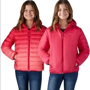 Eddie Bauer Winterjacke Mädchen Jugend M 10 / 12 rosa Daunen Federn Wende - Bild 1 von 12