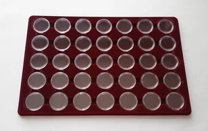 Coins Red Tray and 29mm Capsules 35 Coin Spaces 50p Two Pound Fifty Pence - Picture 1 of 16