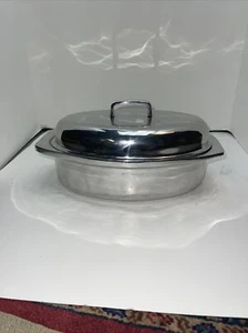 Silver Metal Covered Roaster Made in Mexico 12.5 x 7.5 x 3 1/4 - Picture 1 of 11