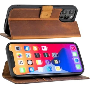Suncase In Pelle Custodia Pieghevole Vintage Coffee Per iPhone 12 Pro Max - Foto 1 di 9