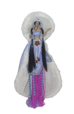 Muñeca borla princesa india nativa americana porcelana vintage de 14" + soporte Foto 1 de 3