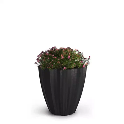 Sedona 18 In. round Self-Watering Black Polyethylene Planter - Image 1 of 4