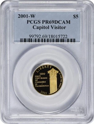 2001-W Capitol Visitor Center $5 Gold Five Dollar Proof Commem. PR69DCAM PCGS - Image 1 of 2