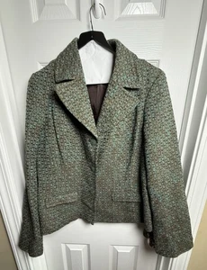 Chaqueta Blazer Calamar Olsen Mezcla Lana Mujer Talla 12 Color Verde Azulado. Botón - Imagen 1 de 8