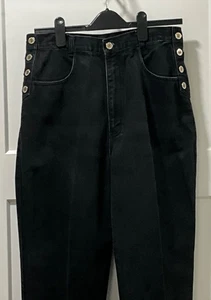 VTG Lawman Womens Western High Rise Cotton Black Silver Tabs Denim Jeans Size 11 - Picture 1 of 24