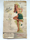 January 1950 Pinup Girl Calendar Page by Elliott- Blond Covering Herself w/ Leaf