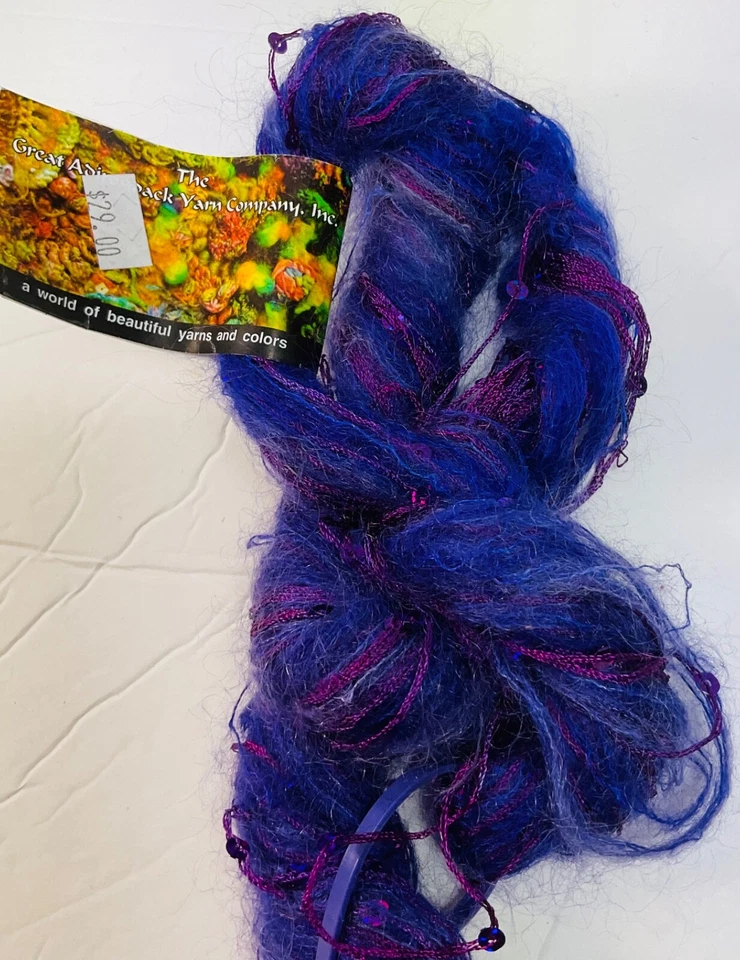 Great Adirondack Hand Painted Yarn Unit of 1 Matildelina MohairSequinsNew Purple - Image 1 of 4