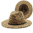New Leopard Print Woolen Hat for Men and Women Couple Fedora Hat Felt Cap
