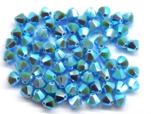 Genuine SWAROVSKI 72 Pc's 4mm 5301 Bicone Turquoise AB 2X # 267 - Picture 1 of 1
