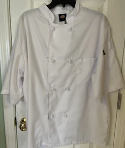 Dickies Chef Donatello Short Sleeve Coat 8 Knot Buttons Double Breasted Size L - Picture 1 of 8