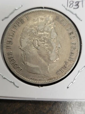 Moneda de 5 francos de plata Luis Felipe I de 1831 Francia .900 Foto 1 de 2