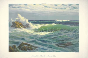 GUGLIELMO WELTERS XRare Vintage c1930 Gran Formato Cromolito MAR ILUMINADO POR EL SOL - Imagen 1 de 1