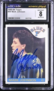 Mark Johnson 1985-86 Topps Card #44 Blues Miracle On Ice CGC 8 JSA 10 Auto - Picture 1 of 2