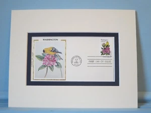 State Bird & Flower of Washington - Goldfinch & Rhododendron & First Day Cover - Picture 1 of 1