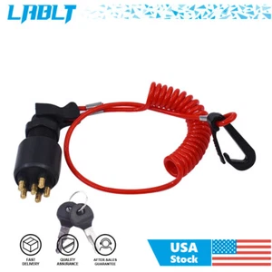 LABLT Ignition Key Switch W/ Safety Lanyard 175974 5005801 For Evinrude Johnson - Foto 1 di 10