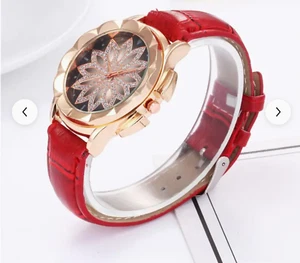 Anspruchsvolle Rhombus Strass Damenuhr mit Lederarmband - modisch - Bild 1 von 2