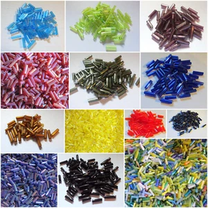 25g Glass Bugle Beads 4-6mm long 0.6mm hole - various colours - straight & twist - Picture 1 of 8