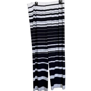 Chico’s Women’s Sz 2(L) Wide Leg Navy Blue And White Striped Palazzo Pants - Picture 1 of 5