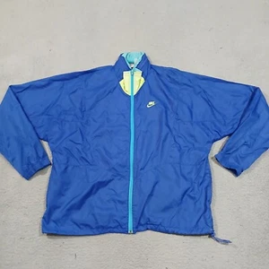 Vintage Nike Jacket Mens Extra Large Blue Track Windbreaker 80s Hooded Vented - Picture 1 of 24