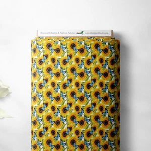 Abito Artigianale Bambini Stampa Floreale Girasoli Giallo 100% Cotone Cucito Tessuto | FQ - Foto 1 di 4